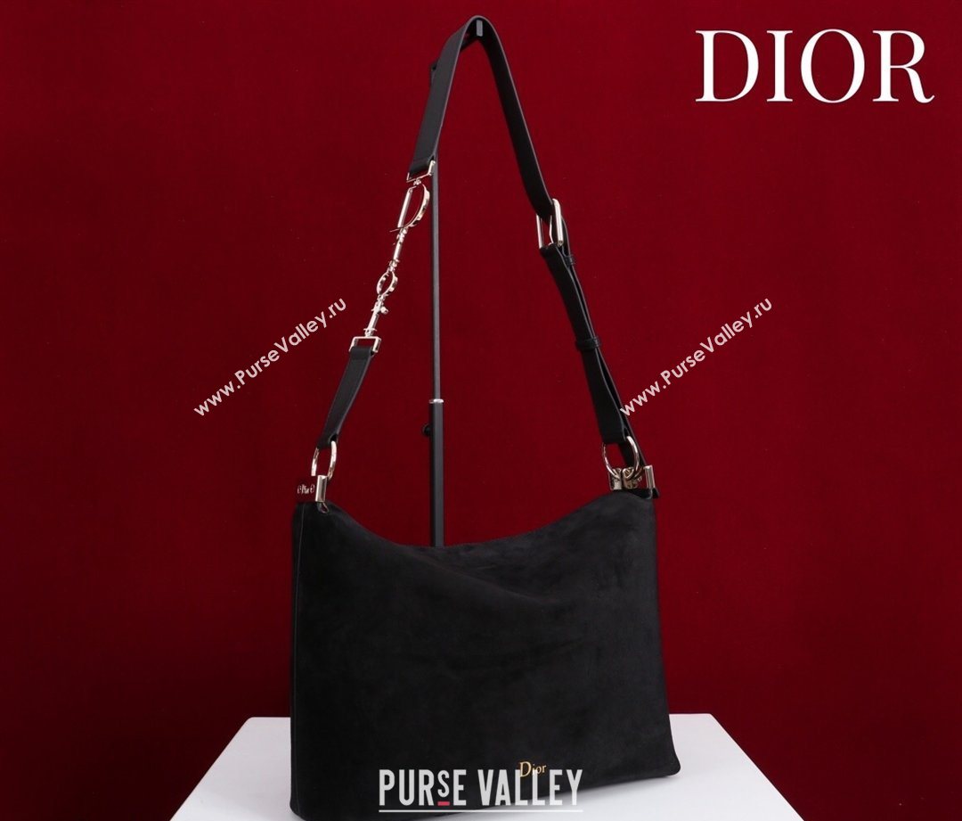 Dior Suede Large Shoulder Bag Black/Gold 2026 L114144 (XXG-260124025)