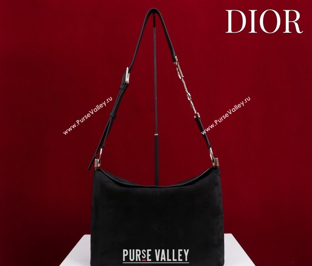 Dior Suede Large Shoulder Bag Black/Gold 2026 L114144 (XXG-260124025)