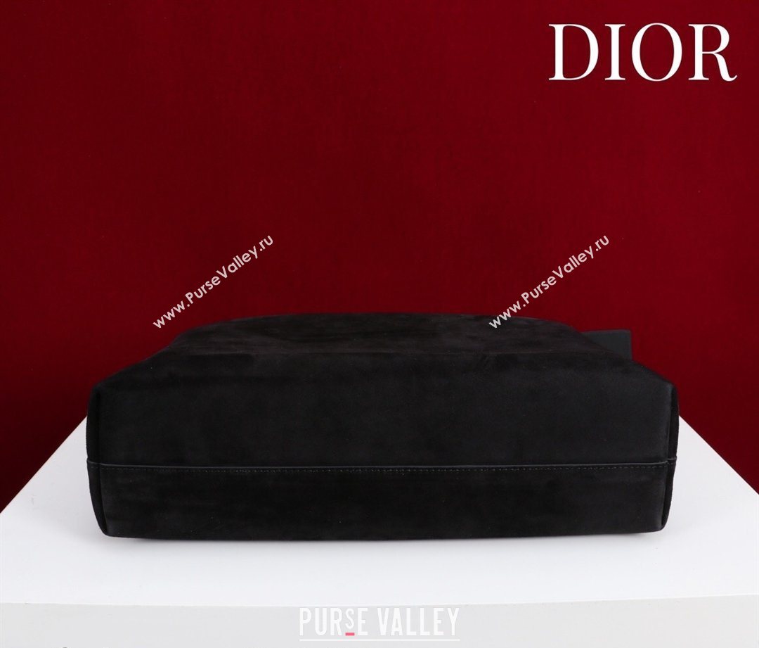 Dior Suede Large Shoulder Bag Black/Gold 2026 L114144 (XXG-260124025)
