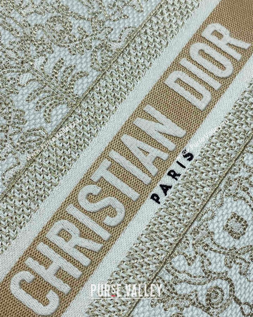 Dior Medium Lady D-Lite Bag in Latte White and Gold-Tone Dioresque Stella Cornely Embroidery 2026 0126 (XXG-260126061)