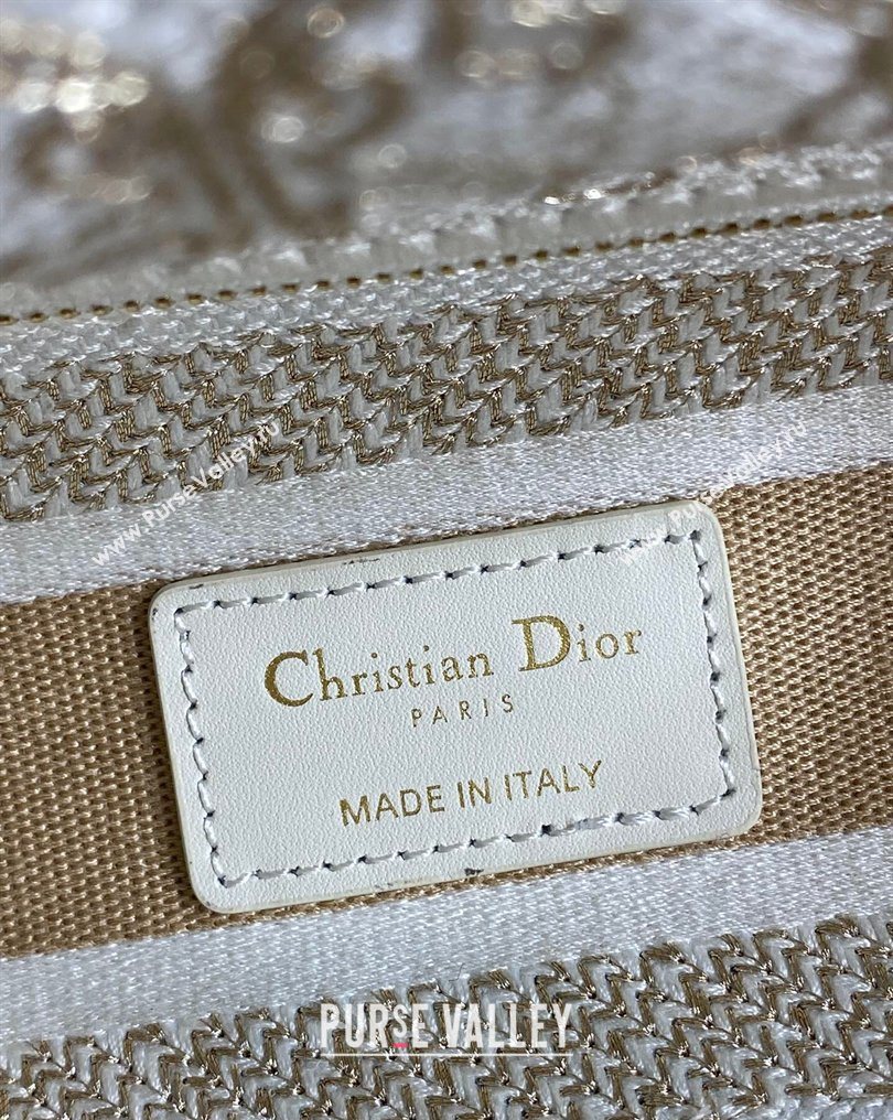 Dior Medium Lady D-Lite Bag in Latte White and Gold-Tone Dioresque Stella Cornely Embroidery 2026 0126 (XXG-260126061)