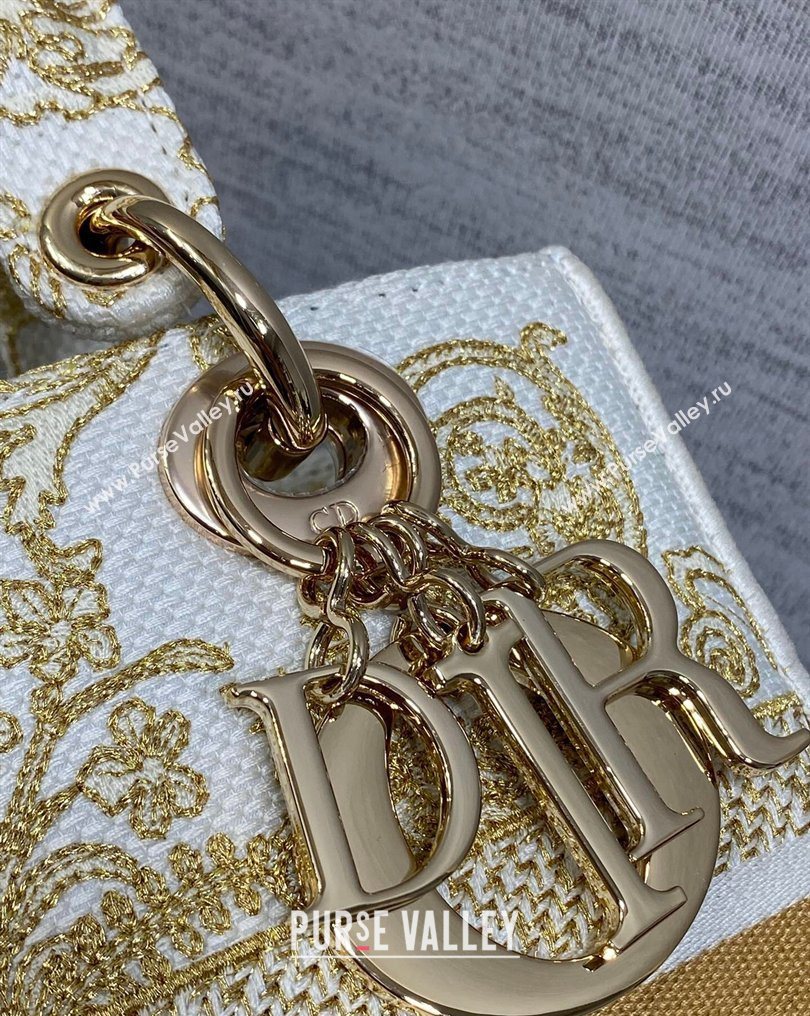 Dior Medium Lady D-Lite Bag in Latte White and Gold-Tone Dioresque Butterfly Cornely Embroidery 2026 0126 (XXG-260126062)