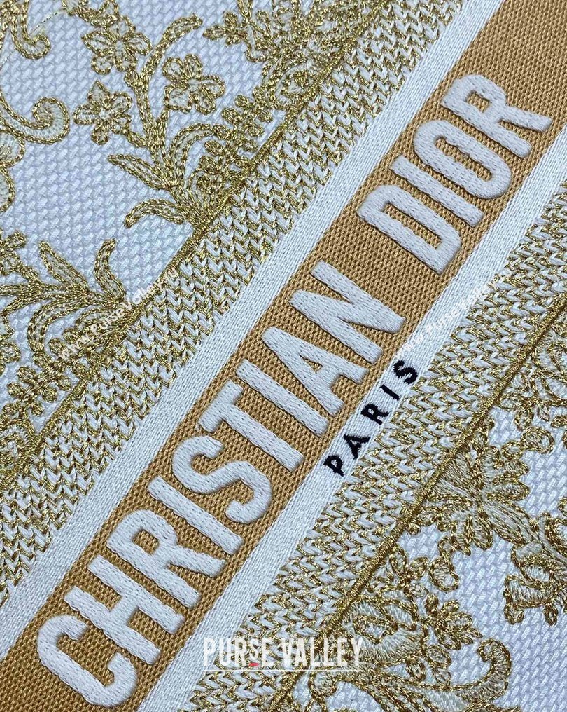 Dior Medium Lady D-Lite Bag in Latte White and Gold-Tone Dioresque Butterfly Cornely Embroidery 2026 0126 (XXG-260126062)