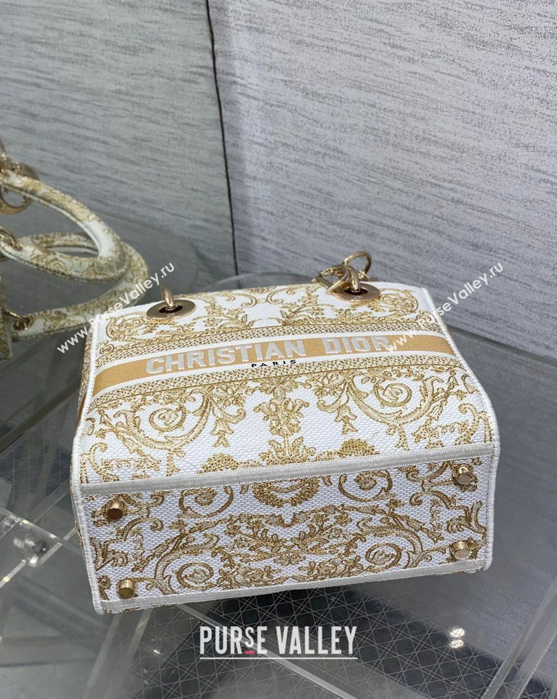 Dior Medium Lady D-Lite Bag in Latte White and Gold-Tone Dioresque Butterfly Cornely Embroidery 2026 0126 (XXG-260126062)