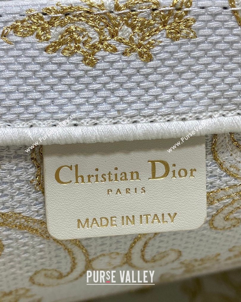 Dior Large Book Tote Bag in Latte White and Gold-Tone Dioresque Butterfly Cornely Embroidery 2026 0126 (XXG-260126067)