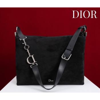 Dior Suede Large Shoulder Bag Black/Silver 2026 L114144 (XXG-260124026)