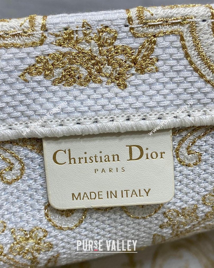 Dior Medium Book Tote Bag in Latte White and Gold-Tone Dioresque Butterfly Cornely Embroidery 2026 0126 (XXG-260126068)