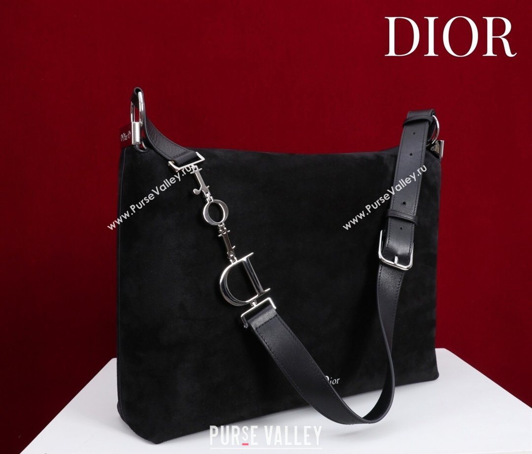 Dior Suede Large Shoulder Bag Black/Silver 2026 L114144 (XXG-260124026)