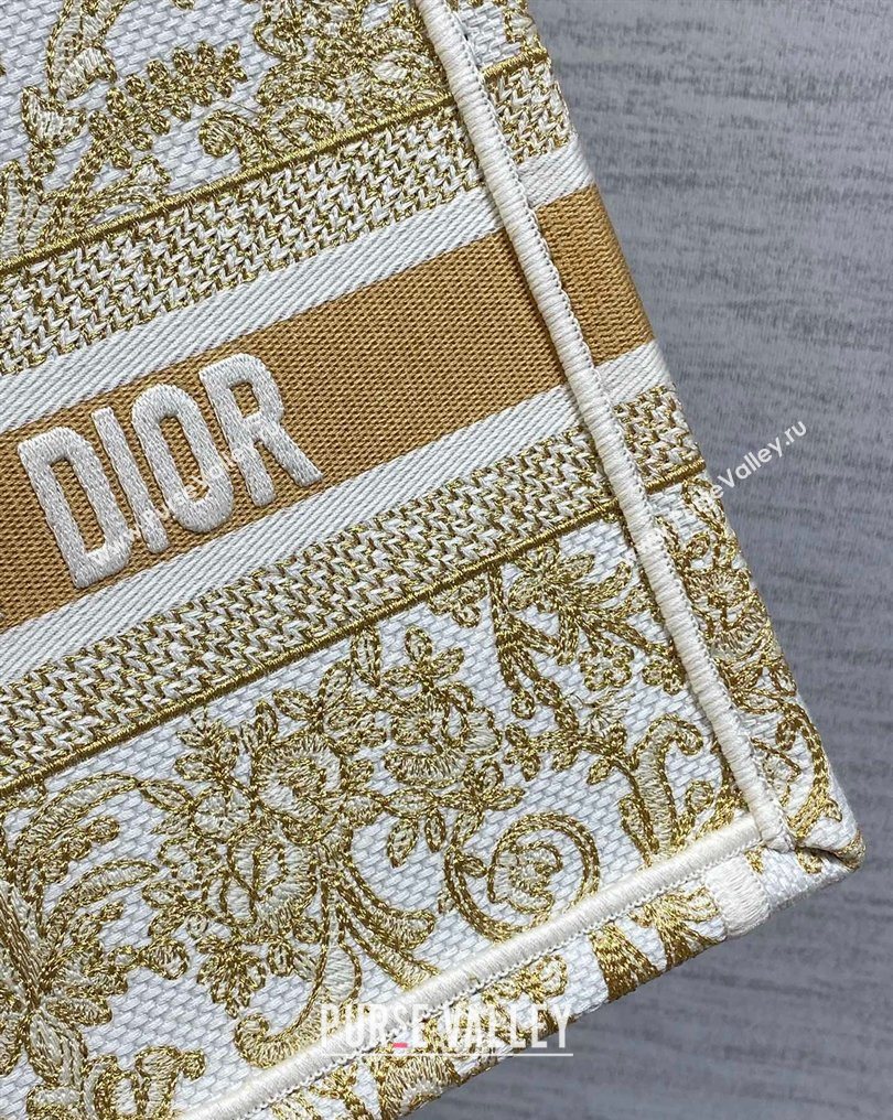 Dior Small Book Tote Bag in Latte White and Gold-Tone Dioresque Butterfly Cornely Embroidery 2026 0126 (XXG-260126069)
