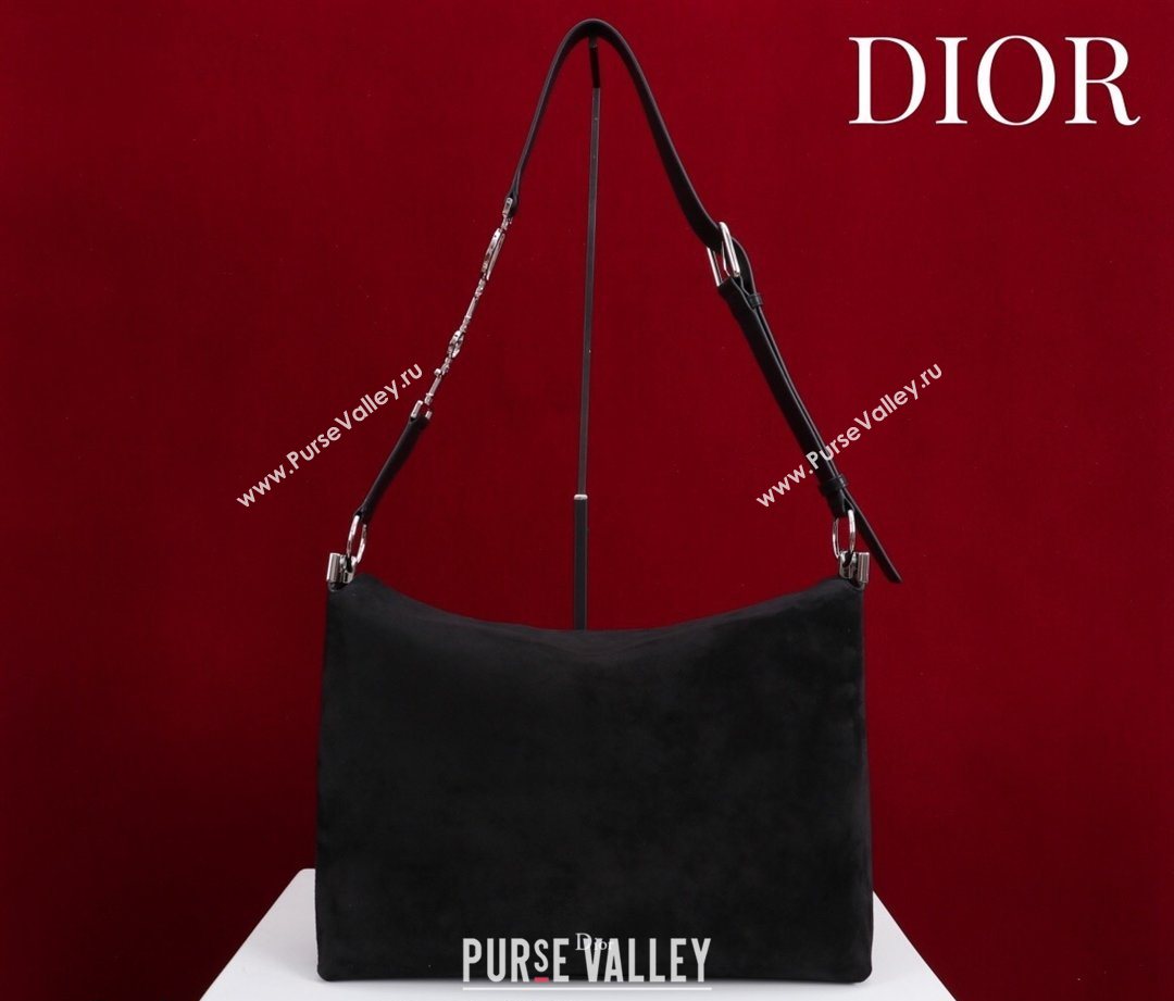 Dior Suede Large Shoulder Bag Black/Silver 2026 L114144 (XXG-260124026)