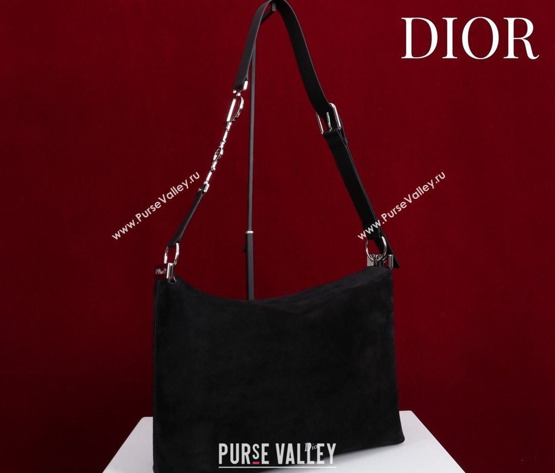 Dior Suede Large Shoulder Bag Black/Silver 2026 L114144 (XXG-260124026)