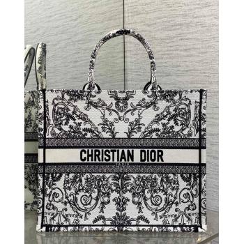 Dior Large Book Tote Bag in White and Black Dioresque Butterfly Cornely Embroidery 2026 0126 (XXG-260126070)