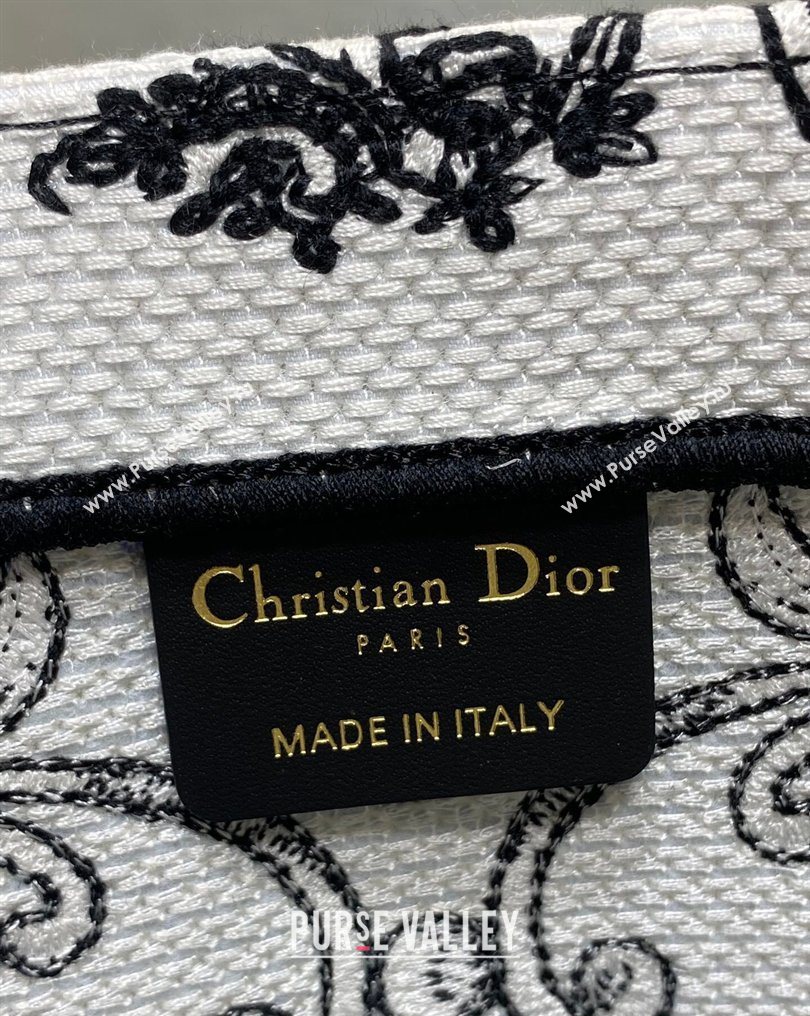 Dior Large Book Tote Bag in White and Black Dioresque Butterfly Cornely Embroidery 2026 0126 (XXG-260126070)