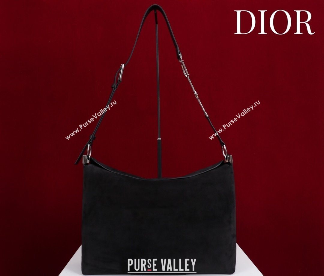 Dior Suede Large Shoulder Bag Black/Silver 2026 L114144 (XXG-260124026)