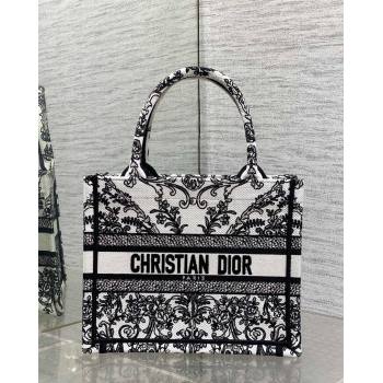 Dior Small Book Tote Bag in White and Black Dioresque Butterfly Cornely Embroidery 2026 0126 (XXG-260126072)