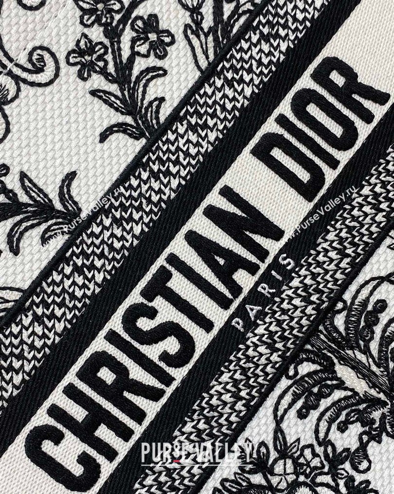 Dior Small Book Tote Bag in White and Black Dioresque Butterfly Cornely Embroidery 2026 0126 (XXG-260126072)