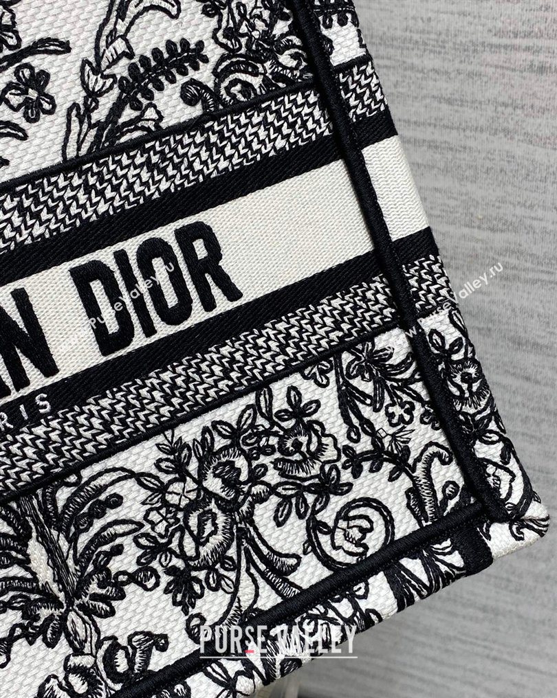 Dior Small Book Tote Bag in White and Black Dioresque Butterfly Cornely Embroidery 2026 0126 (XXG-260126072)