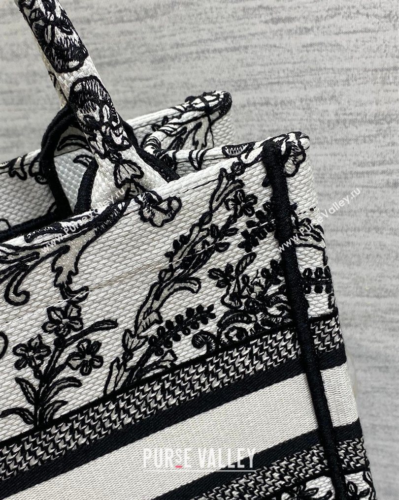 Dior Small Book Tote Bag in White and Black Dioresque Butterfly Cornely Embroidery 2026 0126 (XXG-260126072)