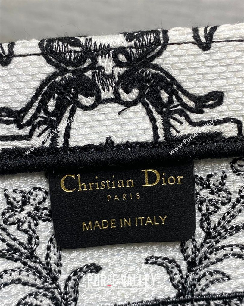 Dior Small Book Tote Bag in White and Black Dioresque Butterfly Cornely Embroidery 2026 0126 (XXG-260126072)