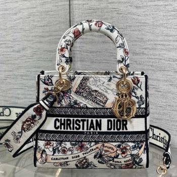 Dior Medium Lady D-Lite Bag in Pink Souvenir de Rome Embroidery 2026 0126 (XXG-260126064)
