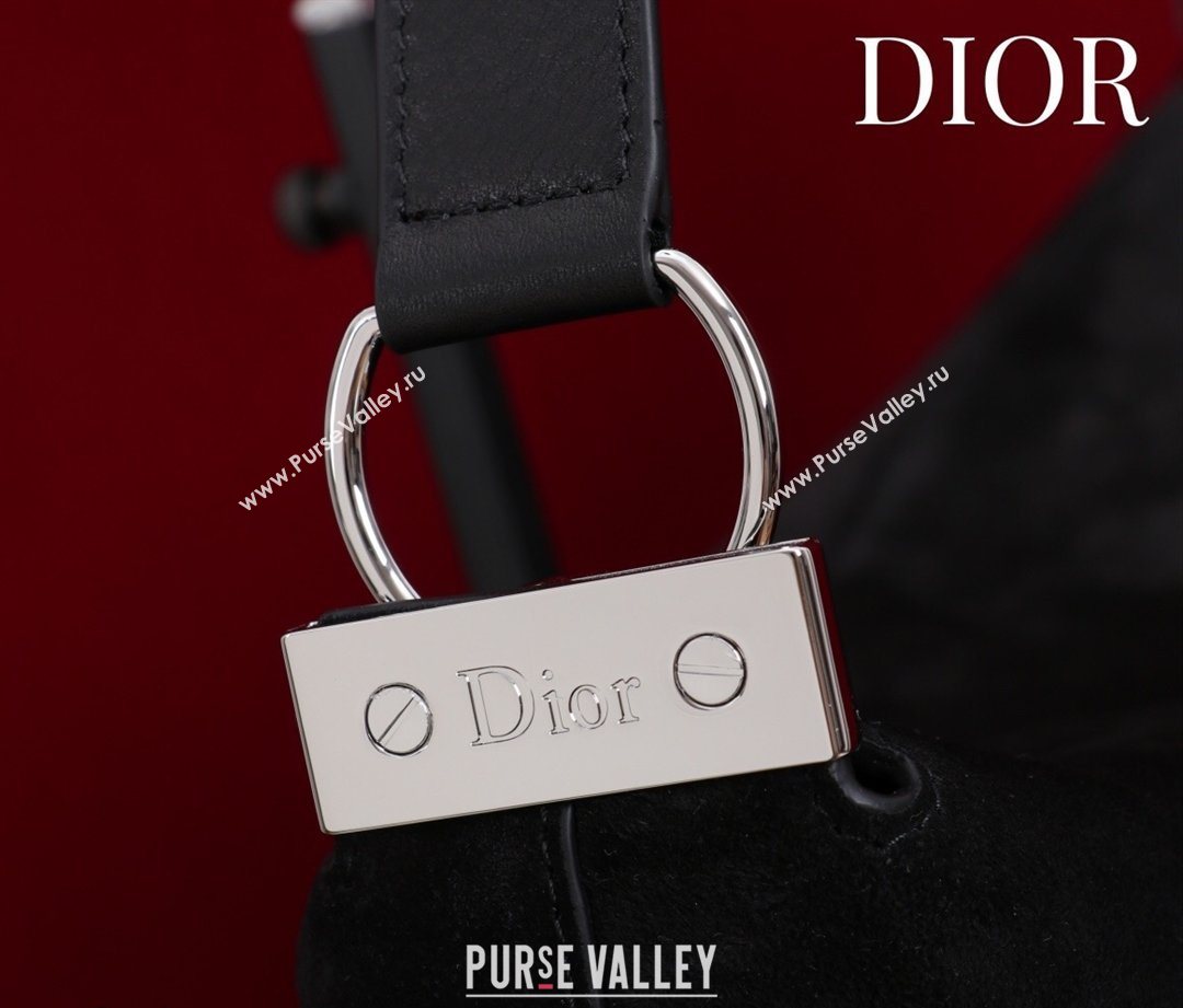 Dior Suede Large Shoulder Bag Black/Silver 2026 L114144 (XXG-260124026)