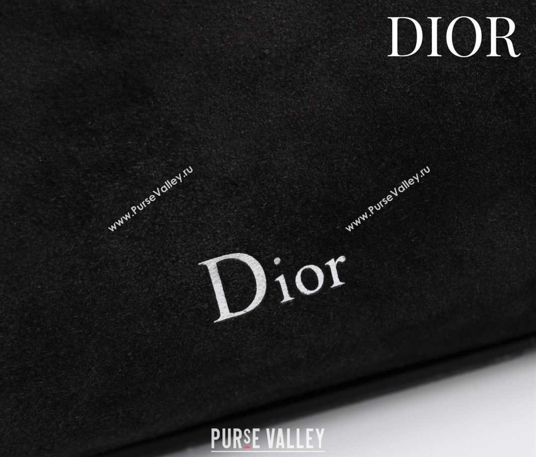 Dior Suede Large Shoulder Bag Black/Silver 2026 L114144 (XXG-260124026)