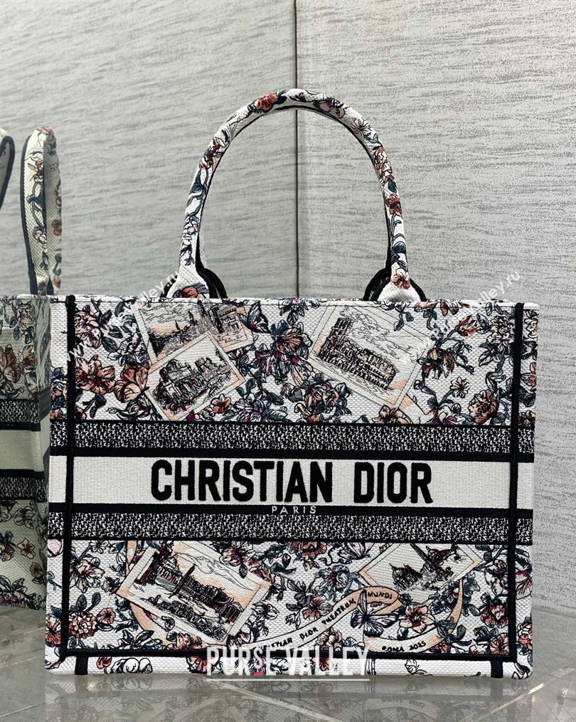 Dior Medium Book Tote Bag in Pink Souvenir de Rome Embroidery 2026 0126 (XXG-260126074)