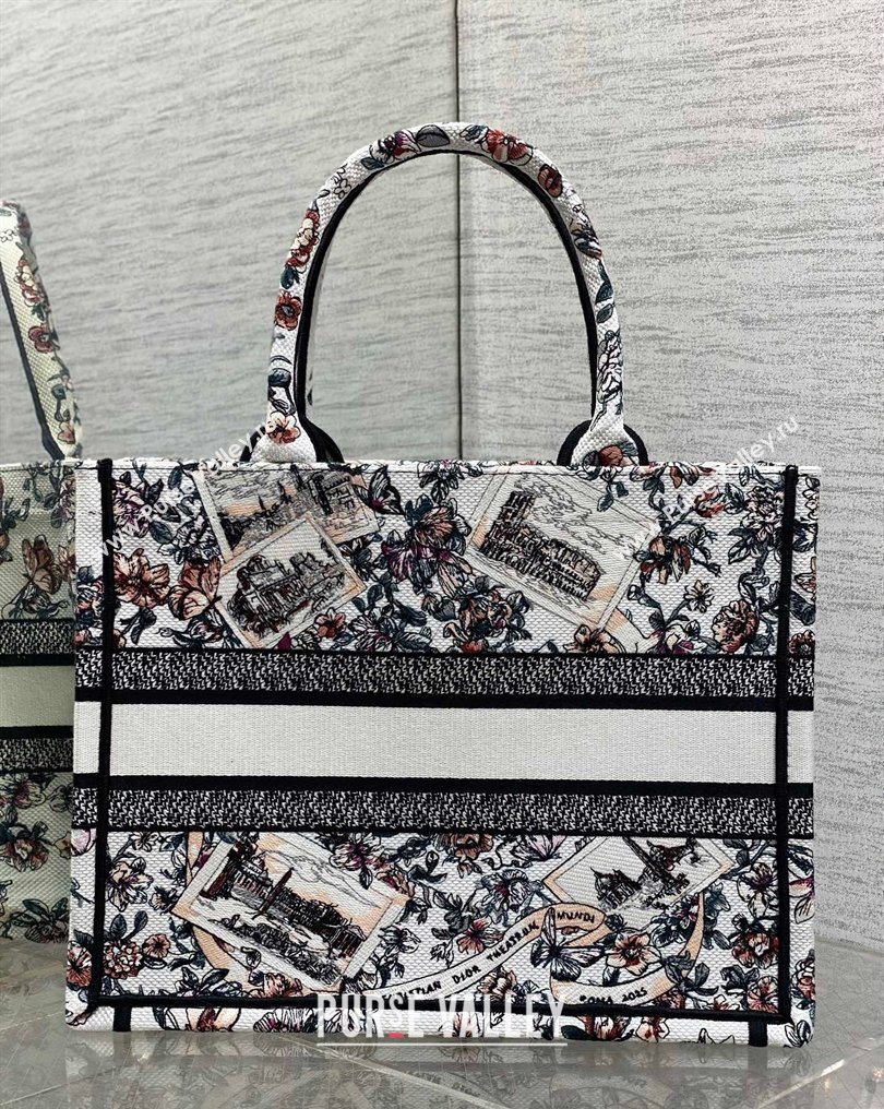 Dior Medium Book Tote Bag in Pink Souvenir de Rome Embroidery 2026 0126 (XXG-260126074)