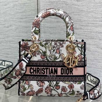 Dior Medium Lady D-Lite Bag in Pink Multicolor Millefiori Embroidery 2026 0126 (XXG-260126065)