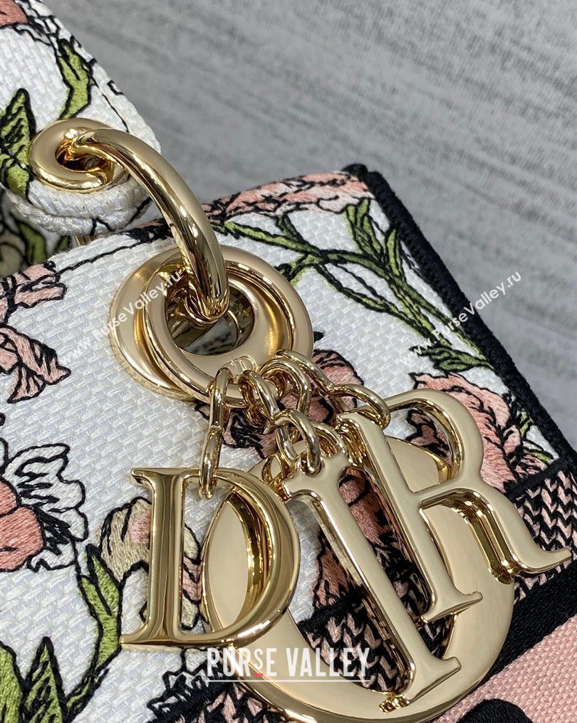 Dior Medium Lady D-Lite Bag in Pink Multicolor Millefiori Embroidery 2026 0126 (XXG-260126065)