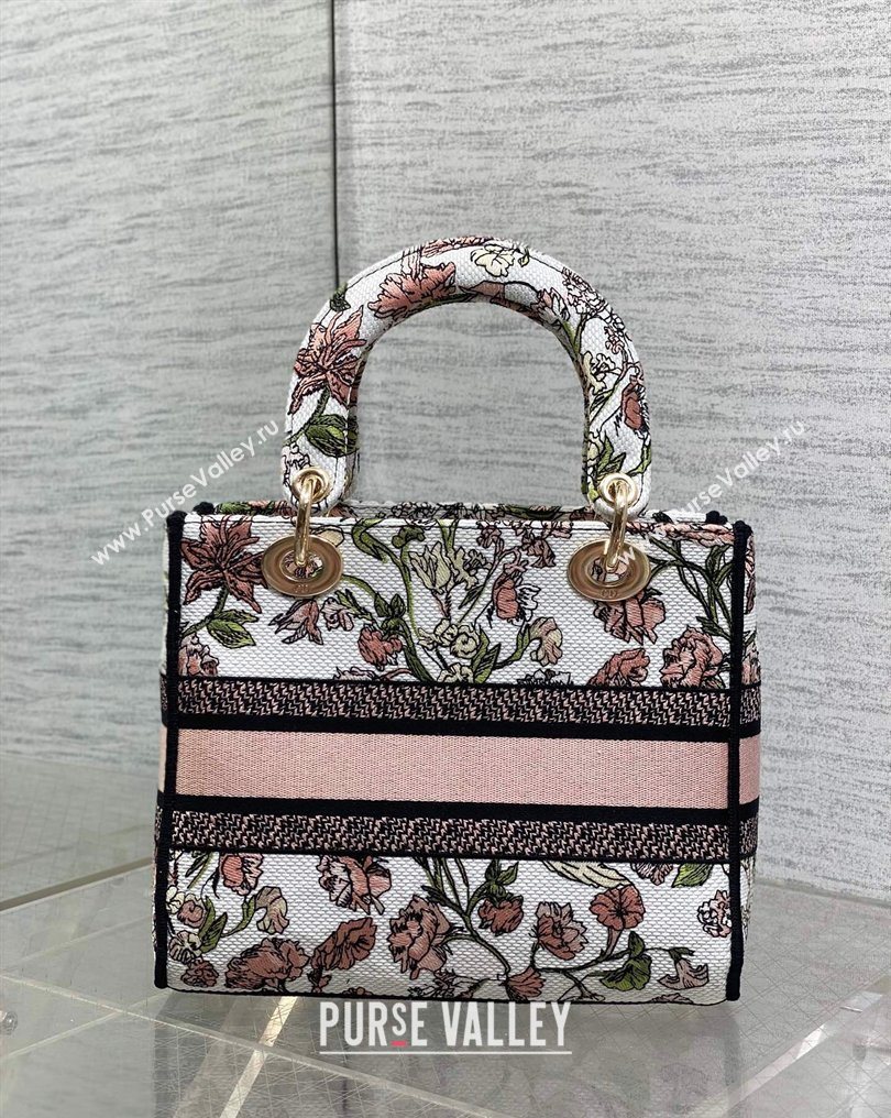 Dior Medium Lady D-Lite Bag in Pink Multicolor Millefiori Embroidery 2026 0126 (XXG-260126065)