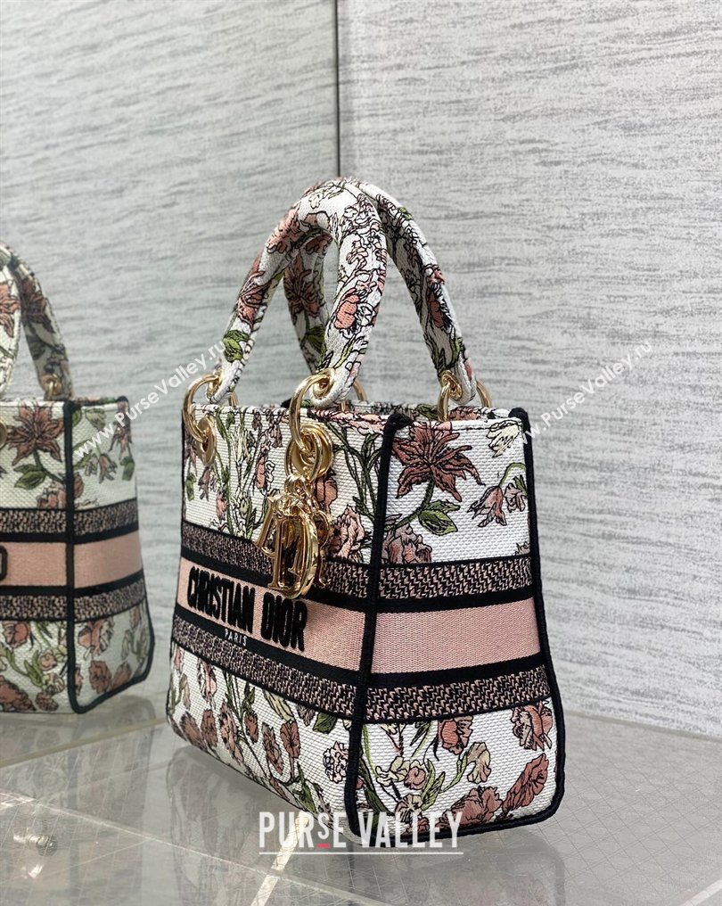 Dior Medium Lady D-Lite Bag in Pink Multicolor Millefiori Embroidery 2026 0126 (XXG-260126065)