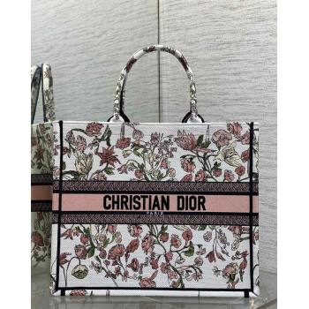 Dior Large Book Tote Bag in Pink Multicolor Millefiori Embroidery 2026 0126 (XXG-260126076)