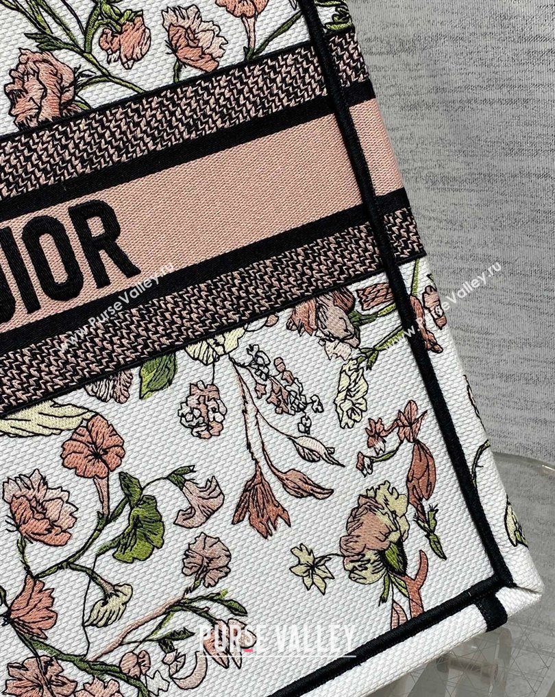 Dior Large Book Tote Bag in Pink Multicolor Millefiori Embroidery 2026 0126 (XXG-260126076)