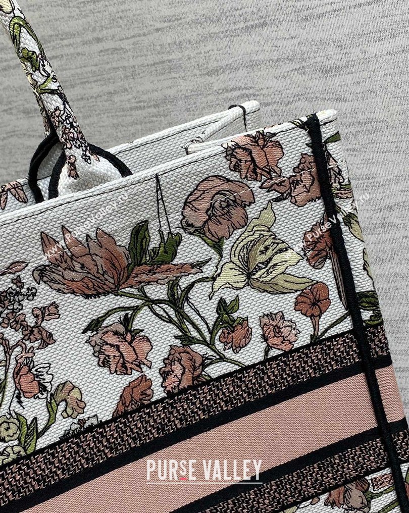 Dior Large Book Tote Bag in Pink Multicolor Millefiori Embroidery 2026 0126 (XXG-260126076)