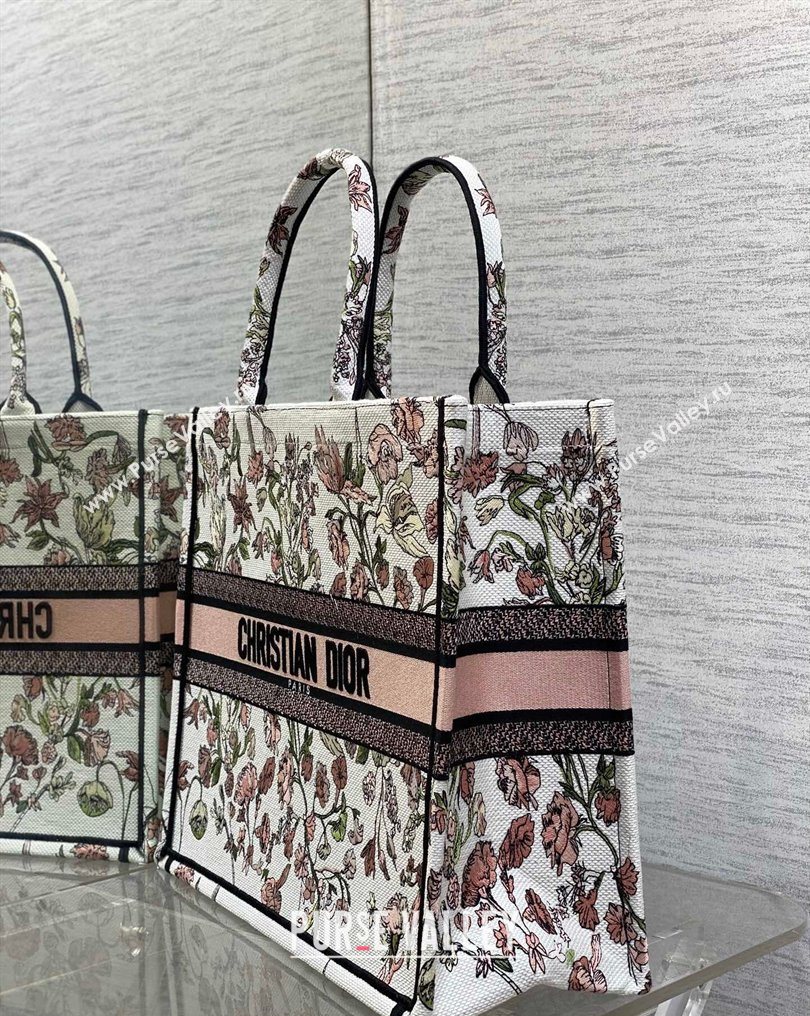 Dior Large Book Tote Bag in Pink Multicolor Millefiori Embroidery 2026 0126 (XXG-260126076)