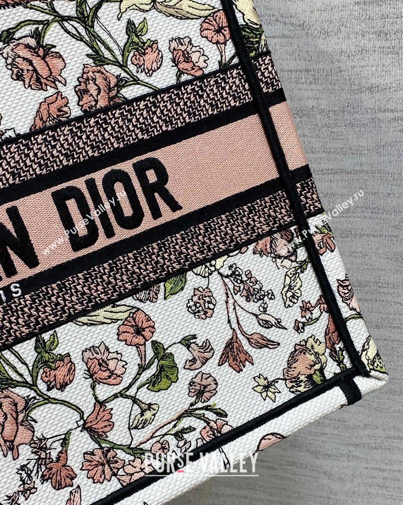 Dior Medium Book Tote Bag in Pink Multicolor Millefiori Embroidery 2026 0126 (XXG-260126077)