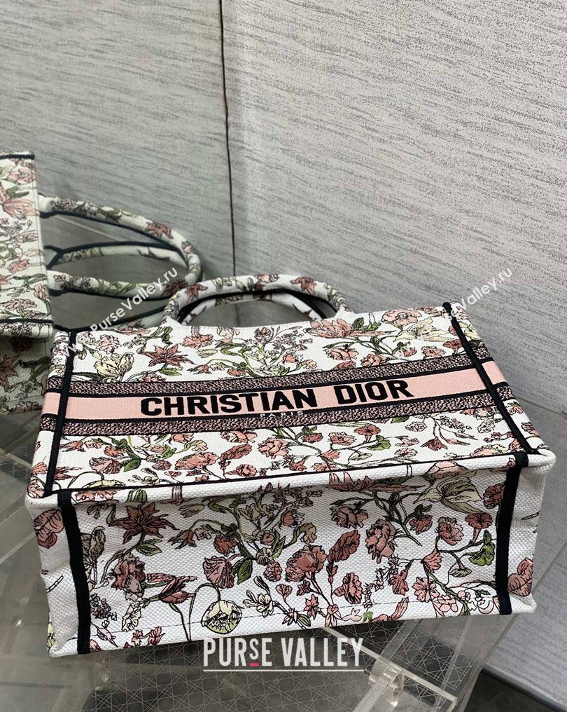 Dior Medium Book Tote Bag in Pink Multicolor Millefiori Embroidery 2026 0126 (XXG-260126077)