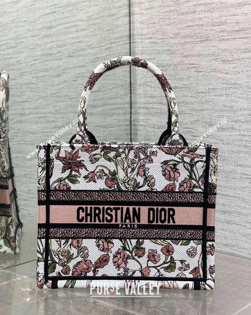 Dior Small Book Tote Bag in Pink Multicolor Millefiori Embroidery 2026 0126 (XXG-260126078)