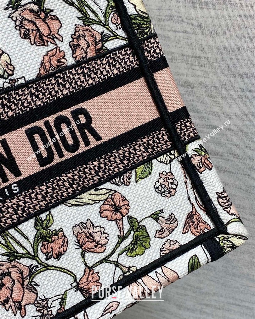 Dior Small Book Tote Bag in Pink Multicolor Millefiori Embroidery 2026 0126 (XXG-260126078)