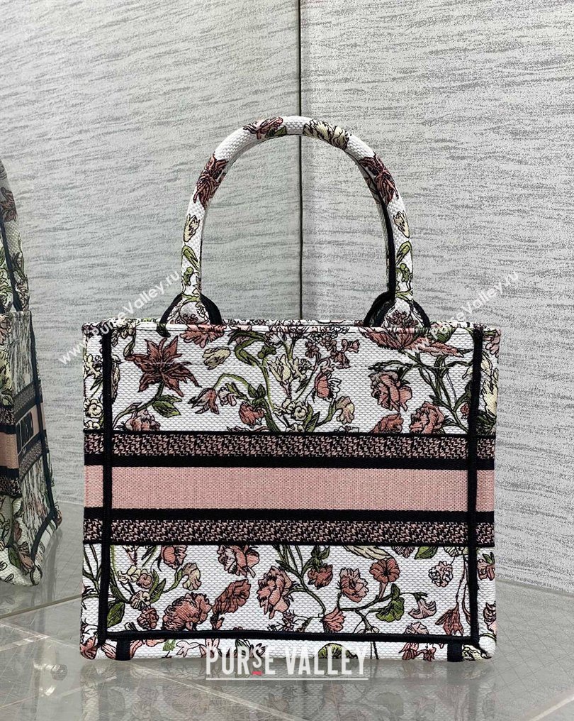 Dior Small Book Tote Bag in Pink Multicolor Millefiori Embroidery 2026 0126 (XXG-260126078)