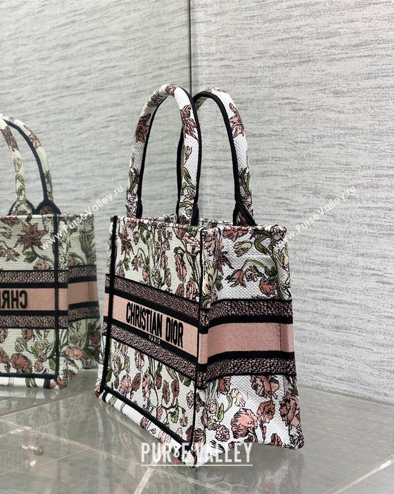Dior Small Book Tote Bag in Pink Multicolor Millefiori Embroidery 2026 0126 (XXG-260126078)