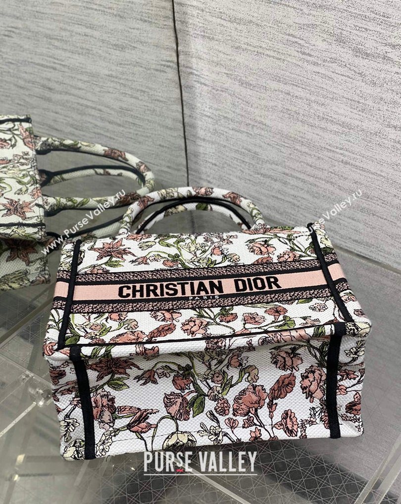 Dior Small Book Tote Bag in Pink Multicolor Millefiori Embroidery 2026 0126 (XXG-260126078)