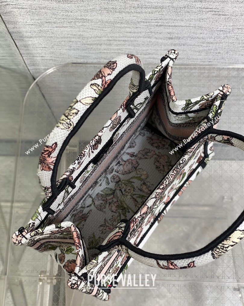 Dior Small Book Tote Bag in Pink Multicolor Millefiori Embroidery 2026 0126 (XXG-260126078)