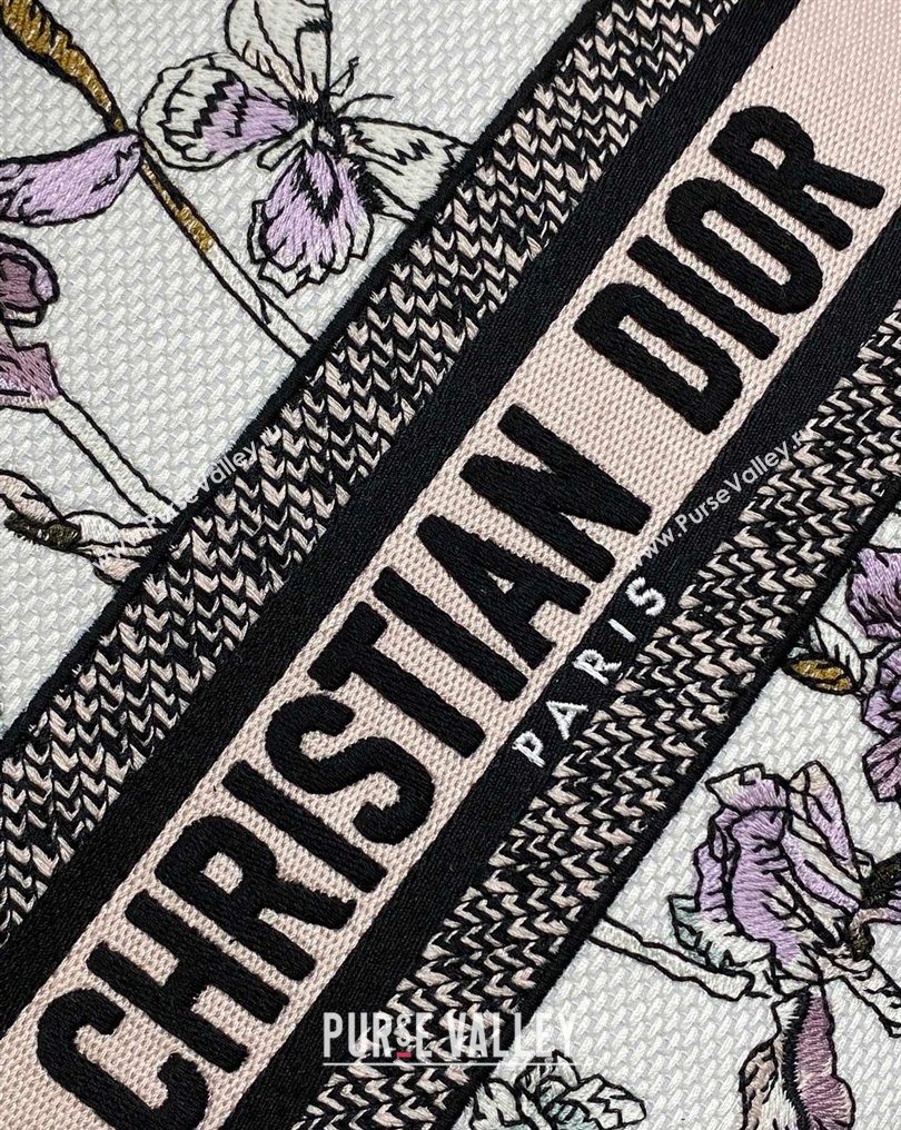 Dior Medium Lady D-Lite Bag in Latte White Butterflies Iris Purple Embroidery 2026 0126 (XXG-260126066)