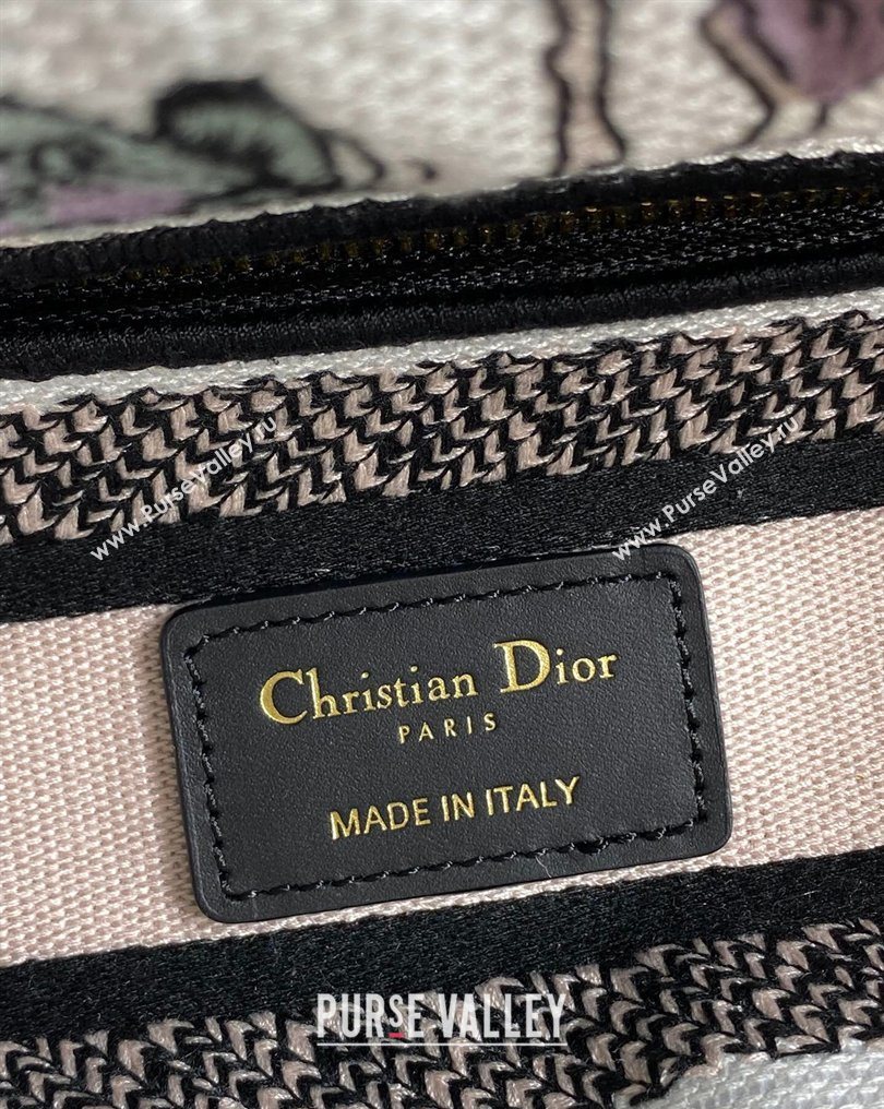 Dior Medium Lady D-Lite Bag in Latte White Butterflies Iris Purple Embroidery 2026 0126 (XXG-260126066)