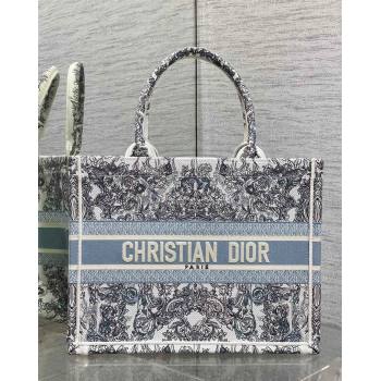 Dior Medium Book Tote Bag in Blue Dior Stella Baroque Embroidery 2026 0126 (XXG-260126082)