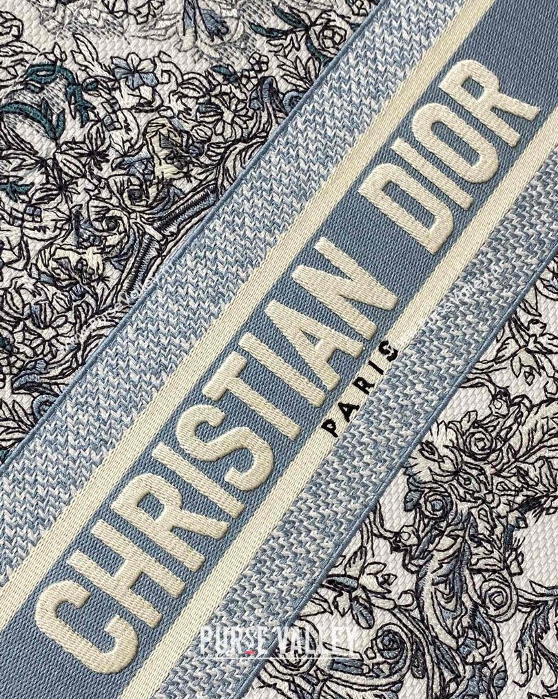 Dior Medium Book Tote Bag in Blue Dior Stella Baroque Embroidery 2026 0126 (XXG-260126082)