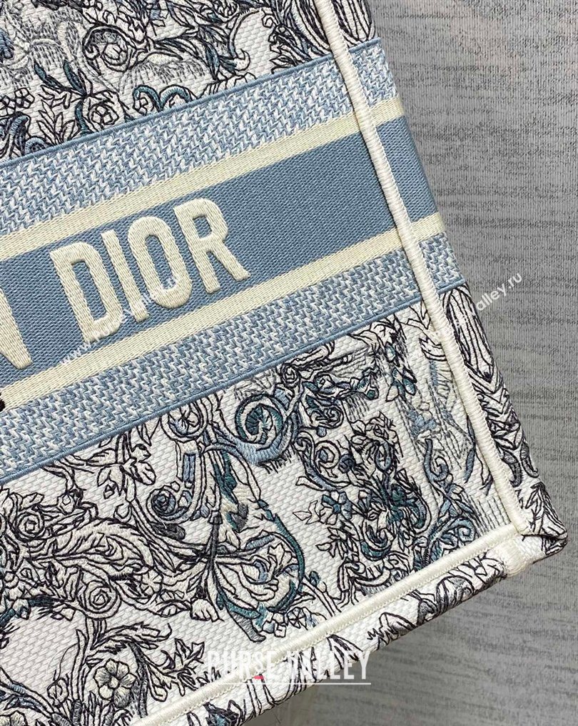 Dior Medium Book Tote Bag in Blue Dior Stella Baroque Embroidery 2026 0126 (XXG-260126082)