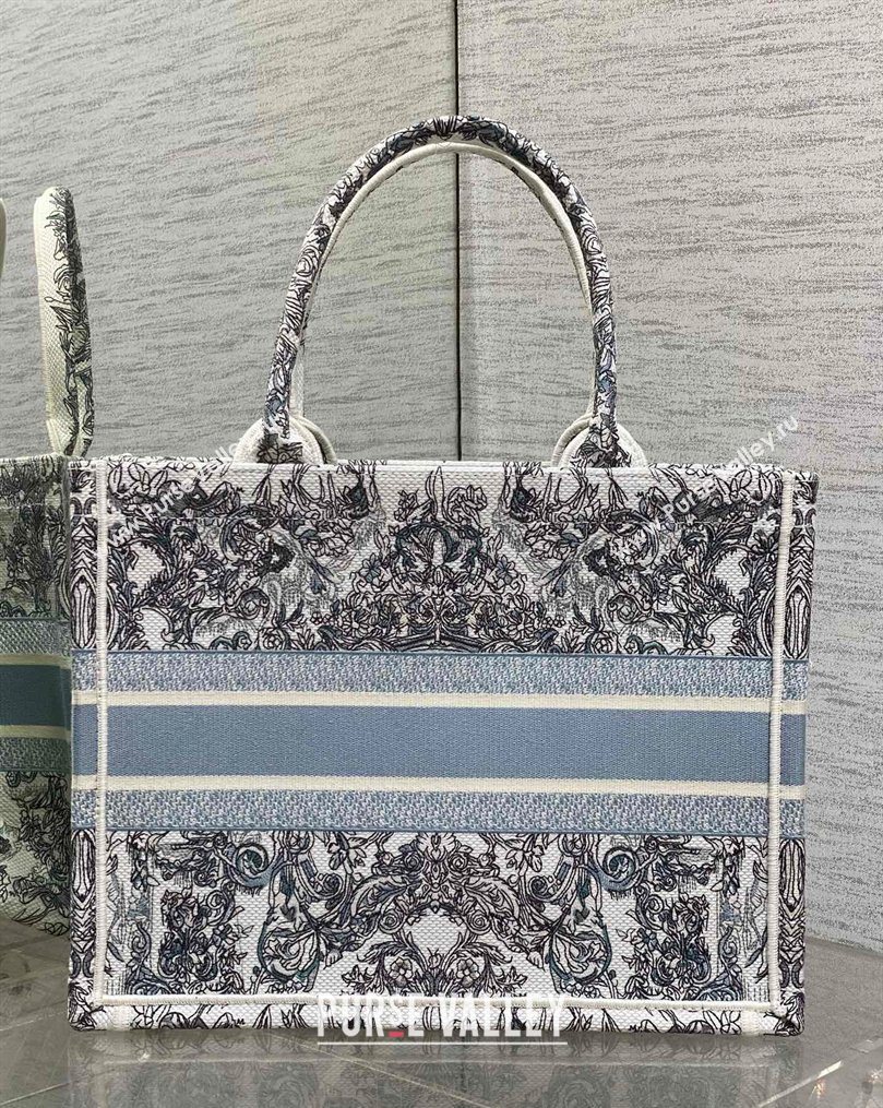 Dior Medium Book Tote Bag in Blue Dior Stella Baroque Embroidery 2026 0126 (XXG-260126082)